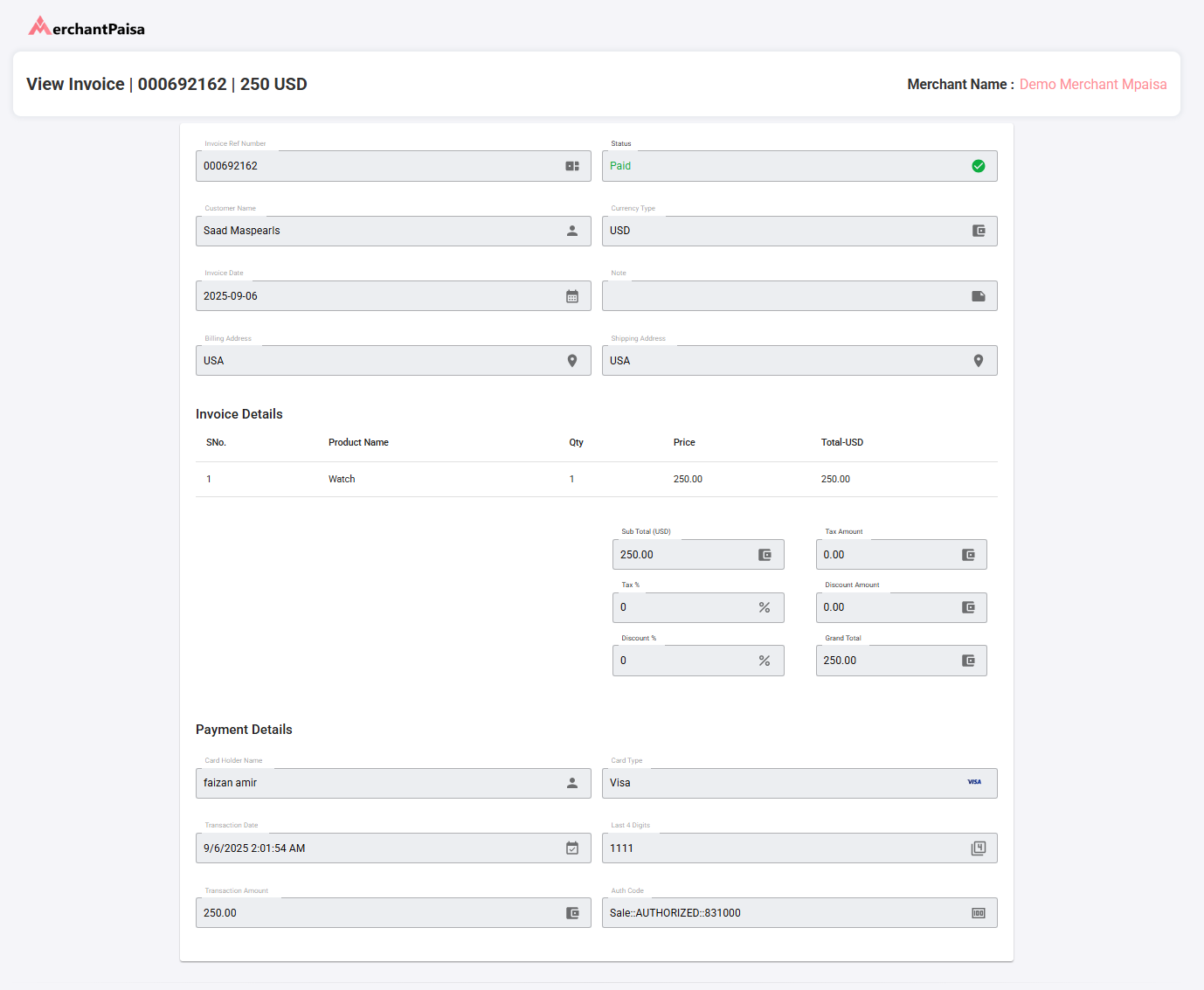 View Invoice